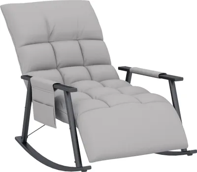 Produktbild von HOMCOM Schaukelstuhl Sessel Relaxsessel mit Fußstütze, Schaukelsessel mit Seitentasche, verstellbar Rückenlehne Schwingsessel für Wohnzimmer, bis 120