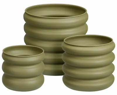 Immagine prodotto di HowHomely: Set di 3 vasi da fiori in metallo verde, ideali per piante