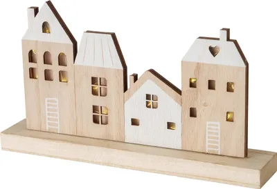 Produktbild von Boltze Dekoaufsteller "Aldea" Dekoration Holz Tischdekoration LED Licht Deko