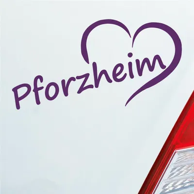Produktbild von Auto Aufkleber Pfortzheim Herz Stadt City Love Liebe Heimat 16x8 cm Lila Sticker Heckscheibenaufkleber