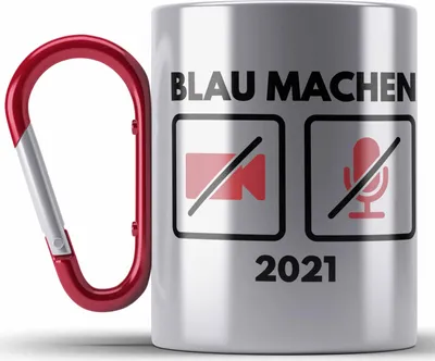 Produktbild von Trendation - Lustige Edelstahl Tasse Karabiner Home Office 2022 Blau Machen Homeoffice Karabiner Edelstahl Tasse Karabiner Edelstahl Gadgets Witziger Spruch Lehrerin (Rot)