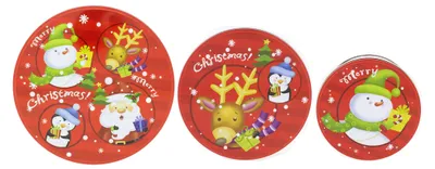 Produktbild von 3-tlg. Set Gebäckdosen aus Metall für Weihnachten - Keksdosen Weihnachten - Plätzchendosen (Schneemann-Rentier-Santa(rot)
