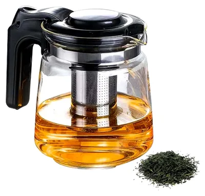 Produktbild von 1,6L Glasteekanne mit Siebeinsatz, hitzebeständig und ideal für lose Tees