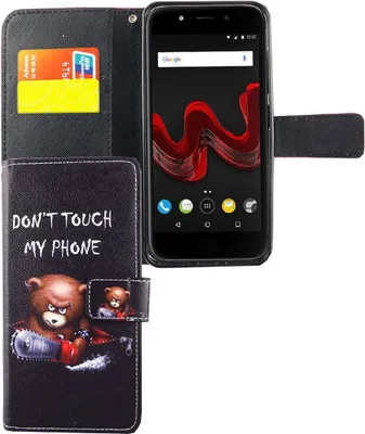 Produktbild von Handyhülle Tasche für Handy Wiko Wim Lite Schriftzug Bär mit Kettensäge