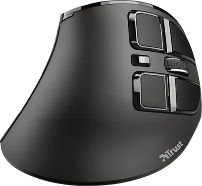 Immagine prodotto di Trust Voxx Vertical Wireless Mouse, mouse ergonomico senza fili ricaricabile, connessione Bluetooth e 2,4 GHz, 9 pulsanti, 1200-2400 DPI, PC/Mac/Computer/Laptop/MacBook/Chromebook - Nero