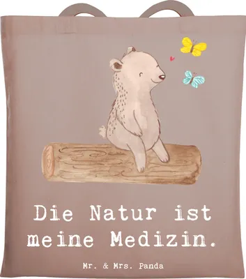Produktbild von Mr. & Mrs. Panda totebag Bär Naturliebhaber - Braun Pastell - Geschenk, Tasche, Wandern, Nature Lover, Outdoor, canvas, Jutebeutel, Tote Bag, dokumententasche