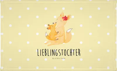 Produktbild von Mr. & Mrs. Panda gesichtshandtuch Fuchs Mama - Gelb Pastell - Geschenk, Mami, Handtuch 50x100, Baumwollhandtuch, kleines, Flauschtuch, Mutter, 100x50, Muttertag, Schoß