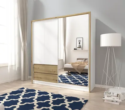 Produktbild von MINIO Kleiderschränk SARA 200 cm Weiß / Artisan Eiche