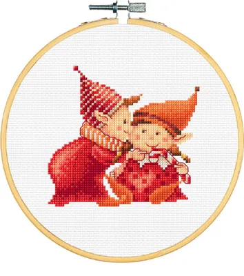 Produktbild von Dutch Stitch Brothers Kreuzstich Stickpackung mit Stickrahmen "Weihnachten G", Zählmuster, Diam. 15 cm
