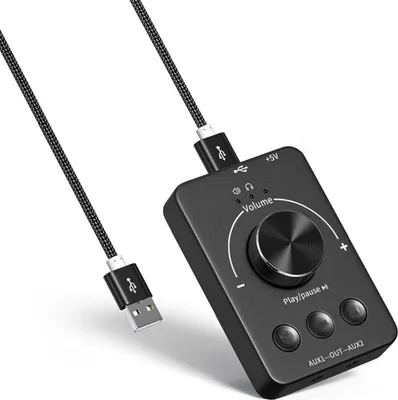 Produktbild von USB-Computer-Lautstaerkeregler BT5.1-Audiosender U-Disk-Wiedergabe Externe Soundkarte Kopfhoereradapter 3,5-mm-Doppelkopfhoererbuchse Typ C Plug and Play