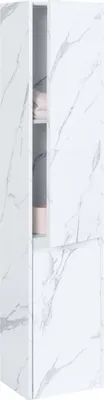 Immagine prodotto di Armadietto a muro HWC-L86, mobile da bagno highboard, melamina  2 ante 3 scomparti 160x33cm ~ bianco effetto marmo