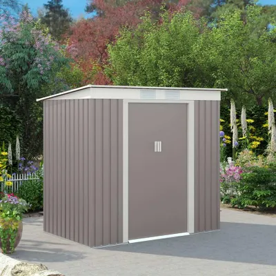 Produktbild von Box Verzinktes Stahlblech Beständig Vorlackiert Grau Gartenhaus 201x121x176cm Alps