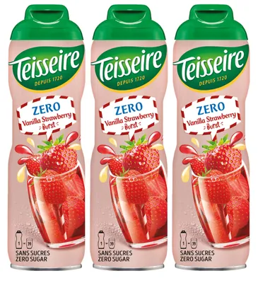 Produktbild von Teisseire Sirup Zero Vanille Erdbeere Burst 600ml für Cocktails (3er Pack)