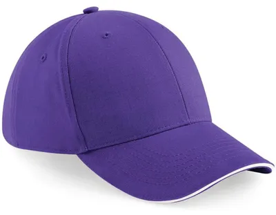 Image de Casquette de baseball unie Beechfield Athleisure en coton LT760 (taille unique) (violet/blanc)