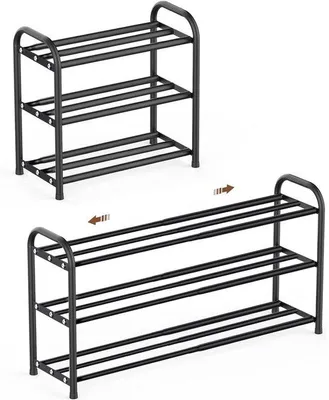 Produktbild von Schuhregal schmal, ausziehbar und platzsparend - schwarz