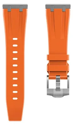 Zdjęcie produktu dla Silikonowy pasek do zegarka – pasek do smartwatcha – kompatybilny z modelem Watch 5 46 mm – kolor srebrno-pomarańczowy