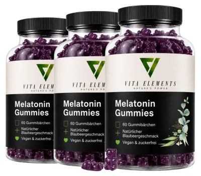 Vita Elements Gummies Mélatonine, lot de 3.