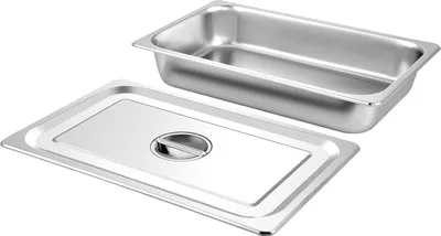 Obrázok produktu pre SucceBuy 4-balenie parných stolových panvíc, 20,9 x 12,8 x 3,9 palca hlboké, 13-litrové plnohodnotné nádoby na potraviny z nehrdzavejúcej ocele, plechy na pečenie s ochranou proti zaseknutiu pre hotely