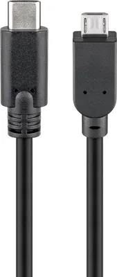 Produktbild von USB-C™-auf-Micro-B-Kabel, 1 m, schwarz 2,5 W, 0,5 A, 480 Mbit/s, USB 2.0