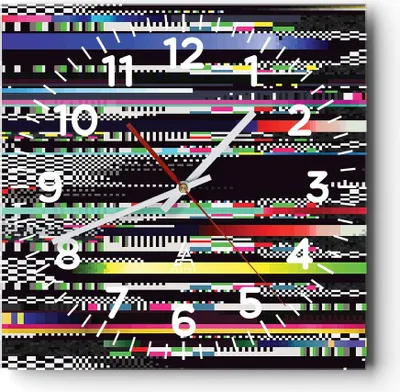 Produktbild von Wanduhr - Quadrat - Glasuhr - Abstraktion modern - 40x40cm - Schleichendes Uhrwerk - Lautlos - zum Aufhängen bereit - Dekoration Modern - Wanddekoration aus Glas - C4AC40x40-3511