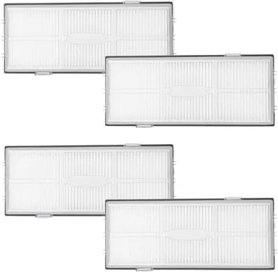 Four white vacuum cleaner filters are arranged in a grid on a white background.