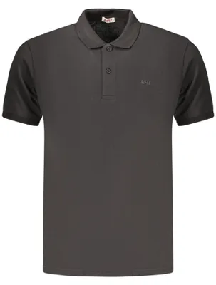 Produktbild von Schwarzes Herren Kurzarm-Polo mit Stickerei und 2 Knöpfen