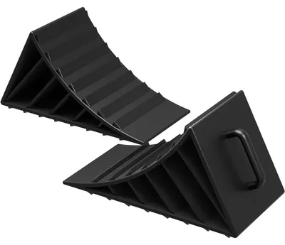 Immagine prodotto di Cuneo per ruote antiscivolo - HDPE - 2 pezzi - Fino a 2 tonnellate - 17,7 x 8,9 x 9 cm