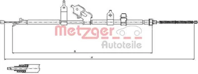 Produktbild von METZGER Handbremsseil Seilzug Feststellbremse für TOYOTA Yaris Schrägheck (P9) Hinten Rechts 17.1081