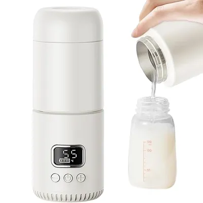 Produktbild von Baby Flaschenwärmer 350ml, 10000mAh Akku, 8 Min Schnellaufheizung,37-55°C Warmhaltefunktion, Thermosbecher für Unterwegs
