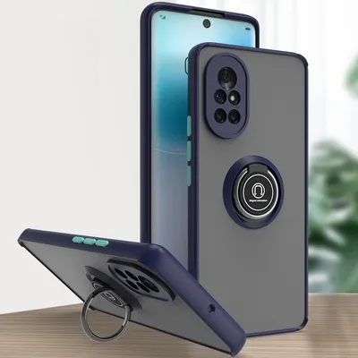 Produktbild von Huawei Nova 8 Hülle, Ring Halter Ständer Matte Transluzent TPU Rahmen Stoßfest Schutzhülle für Huawei Nova 8 Blau