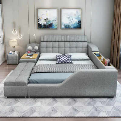 Produktbild von Doppelbett Polsterbett Schlafzimmer 180x200cm Multifunktion Bett Betten Ehebett
