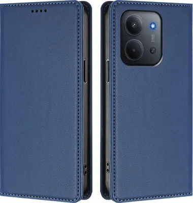 Obrázek produktu pro Kožené pouzdro pro Xiaomi Redmi 15C 5G/4G, magnetické flipové pouzdro zPolyuretankůže se stojánkem Tmavě modrá
