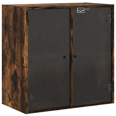 Image de Armoire murale avec portes en verre chêne fumé 68x37x68,5 cm