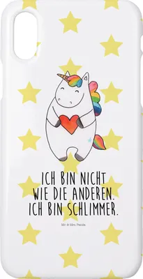 Produktbild von Mr. & Mrs. Panda Iphone 10 Handyhülle Einhorn Herz - Weiß - Geschenk, Handy Case, Anders, Cover, Unicorn, Einhörner, Freundin, X