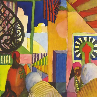 Zdjęcie produktu dla August Macke obraz drukowany - Na bazarze, 1914 (100 x 100 cm)