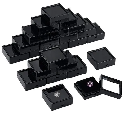 24er-Pack schwarze Edelsteinboxen, 5,05 x 5,05 x 2 cm