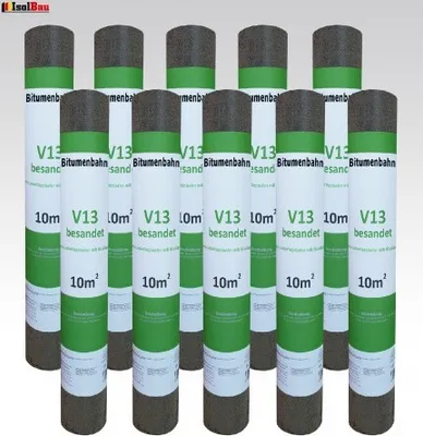 Produktbild von Isolbau Dachpappe V 13 besandet mit Glasvlieseinlage 100 m2 10 Rollen Dachbahn Glasvlies Bitumen