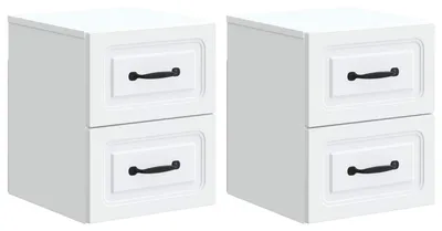Image de Cabinet de chevet mural 2 pcs Blanc 34,5 x 33 x 40 cm