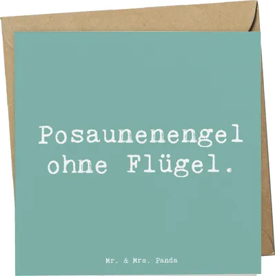 Produktbild von Mr. & Mrs. Panda Grußkarte Spruch Engel Posaune - Meeresbrise - Geschenk, Musiker, Musikerspruch, anlasskarte, Orchester, Instrument, Klappkarte, Musik, Musikinstrument