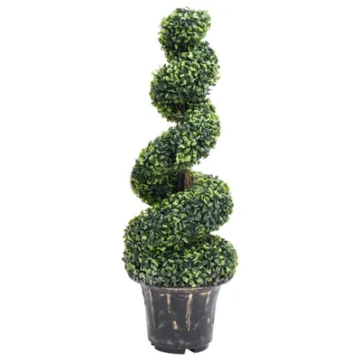 Produktbild von The Living Store Künstlicher Buchsbaum mit Topf Spiralform Grün 100 cm
