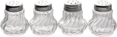 Produktbild von APS 40503 Ministreuer, 4er-Set, je Ø 3,5 cm, Höhe 4 cm, Behälter aus Glas, Edelstahl-Deckel