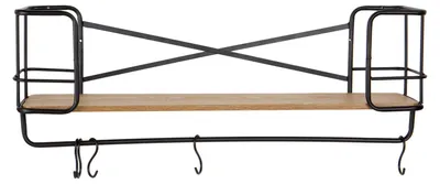 Produktbild von Wandregal Cora im Industrial Style aus Metall und Holz, 79 cm breit, 20 cm hoch, 28 cm tief