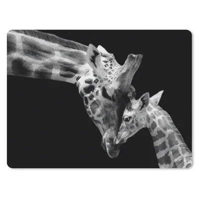 Produktbild von MuchoWow® Mauspad Mousepad Giraffe - Wildtiere - Porträt - Schwarz-Weiß 40x30 cm - Mousepads - Maus Mat - Pad - Mausunterlage - Anti Rutsch