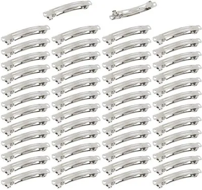 Imagen del producto de 50 pinzas para el cabello plateadas, de 6 cm de largo, diseño francés, metálicas, para mujeres y niñas