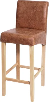 Obrázek produktu pro Barová židle HWC-C33, barová židle, dřevo s certifikátem   imitace semiše, světlé nohy, látka/textil