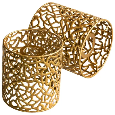 Lampenkap Metall Gold 2er Set, Ø14 x H15 cm, E27/E14