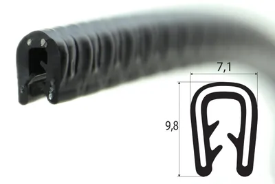 Produktbild von SP1-2S Kantenschutzprofil schwarz Klemmbereich 1-2 mm / Maße 9,8 x 7,1 mm