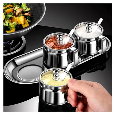 Produktbild von Edelstahl-Gewürzbehälter mit Deckel und Löffel, 500 ml für Zucker, Salz und Gewürze