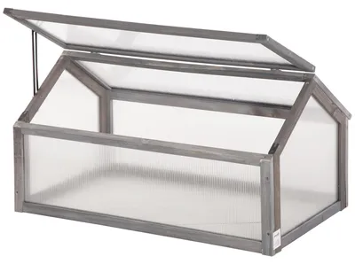 Obrázek produktu pro Dřevěný pařeniště – mini skleník – 90 × 52 × 49,5 cm – šedý