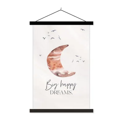 Produktbild von MuchoWow® Textilposter Kinder - Sprichwörter - Große glückliche Träume - Jungen - Mädchen - Aquarellieren 120x180 cm mit schwarzem Rahmen - Fotos